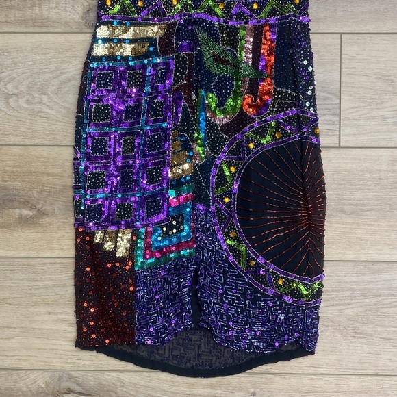 Vintage‎ Beaded Cocktail Mini Dress - Picture 13 of 16